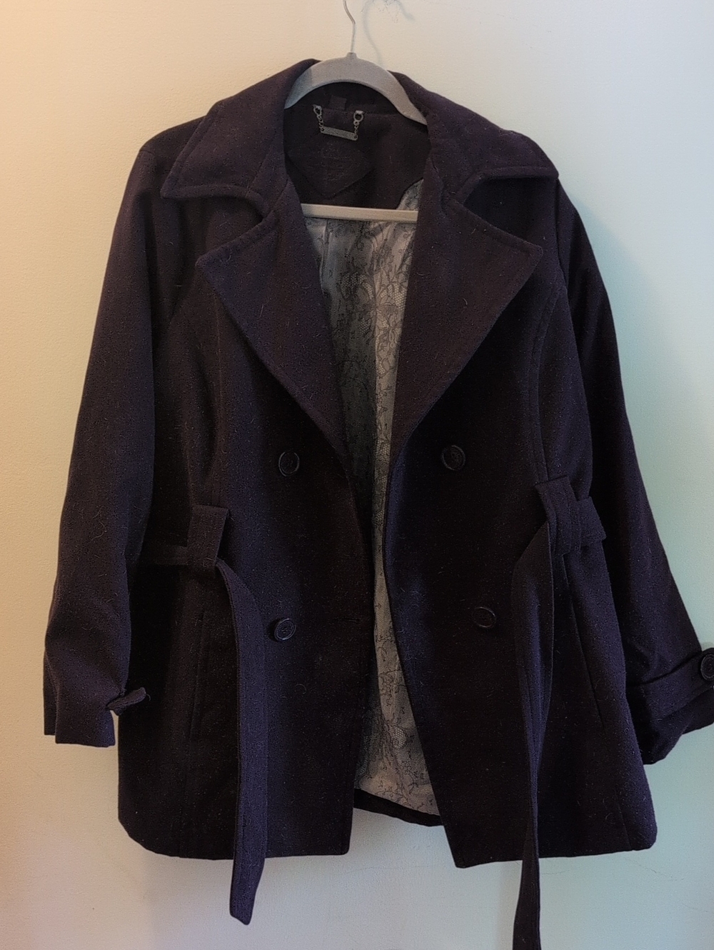 Jou Jou Women's Double-Breasted Pea Coat